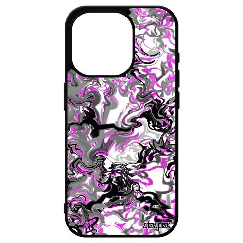 Coque Marbre Pour Iphone 15 Pro En Silicone Coloré Texture Motif Peinture Dessin Alu Design Fantaisie Housse Antichoc Rose