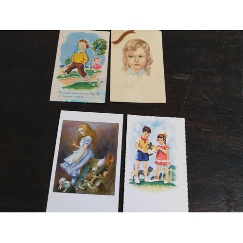 Lot De 4 Cartes Postales Anciennes / Enfants