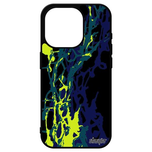 Coque Iphone 15 Pro Silicone Peinture Moderne Fond Bleu 512 Go Noir Effet Contemporain Mobile Telephone Housse Jolie Motif De