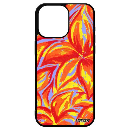 Coque fleurs iPhone 15 pro max en silicone case personnalisé peinture antichoc aluminium orange bouquet texture nature floral