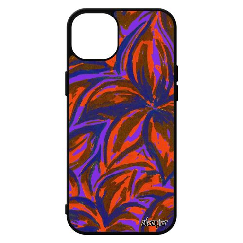 Coque Pour Iphone 15+ Plus Silicone Fleurs Personnalisé Etui Telephone Motif Nature Pas Cher Floral Noir Design Fond Feuille