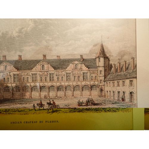 Estampe Lithographiée Du Chateau De Plessis-Les-Tours (Chateau De Louis Xi)