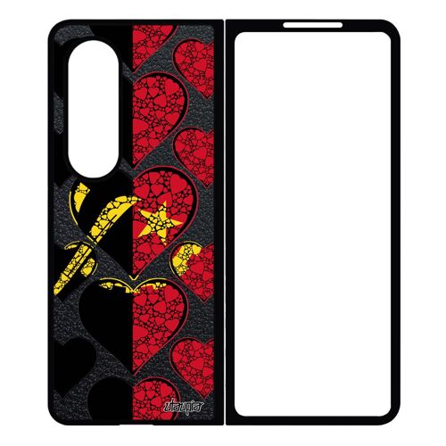 Coque Silicone Galaxy Z Fold 4 Drapeau Angola Angolais Foot Basket Coupe D'afrique Jo Etui Smartphone Design Football I Love Samsung