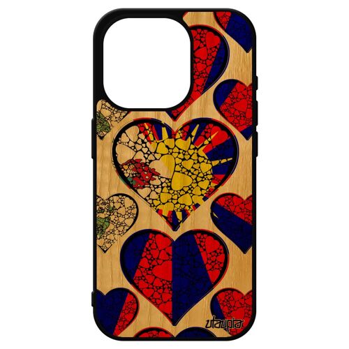 Coque Drapeau Tibet Tibetain Iphone 15 Pro En Bois Silicone Portable Etui Bumper Bouddhisme Tpu Coeur Smartphone Zen Bouddha