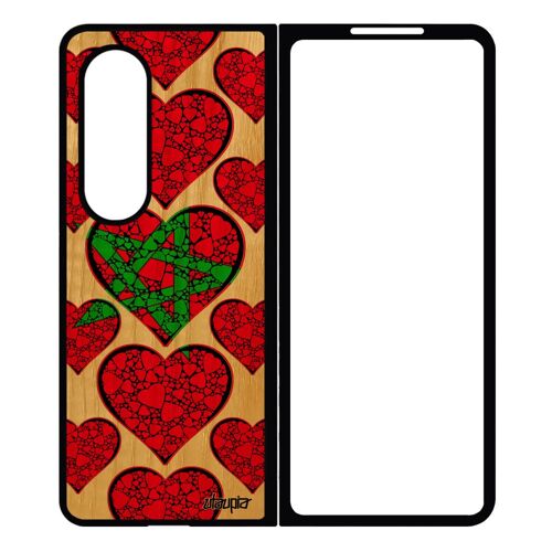 Coque Bois Galaxy Z Fold 4 Silicone Drapeau Maroc Marocain Can Case Smartphone Foot Jo Basket Original I Love De Protection Samsung