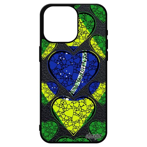 Coque Iphone 15 Pro Max Silicone Drapeau Bresil Bresilien Coeur Smartphone Etui Basket Foot Jo Coupe Du Monde Made In France