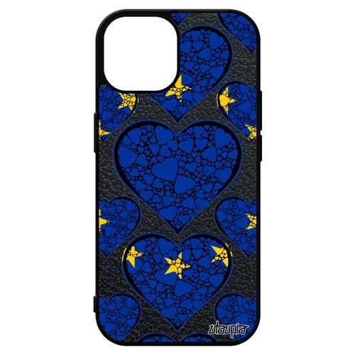 Coque Iphone 15 Silicone Drapeau Europeen Europe Ue Etui I Love Telephone Union Europeenne Coeur Unique Portable Personnalisé