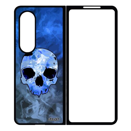 Coque Silicone Tete De Mort Z Fold 4 Crane Case Os Punk Noir Metal Epouvante Gothique Rigide Electro Bleu Bumper Alu Samsung Galaxy