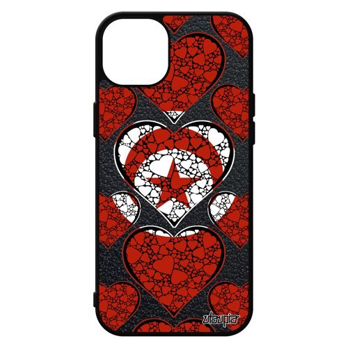 Coque Silicone Iphone 15+ Plus Drapeau Tunisie Tunisien Personnalisé De Protection Basket Coeur Foot Coupe Du Monde Football