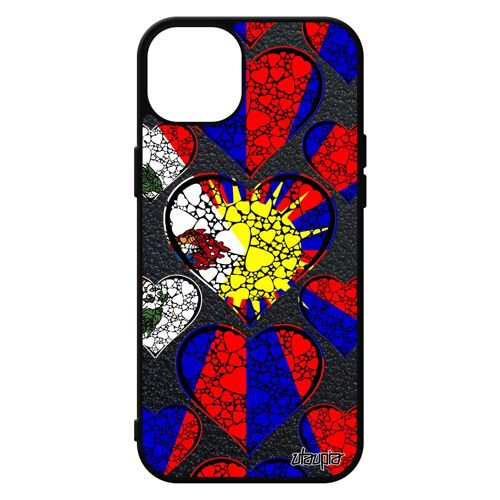 Coque Silicone Iphone 15+ Plus Drapeau Tibet Tibetain Bouddha Noir Coeur Zen I Love Telephone Housse Bouddhisme Smartphone De