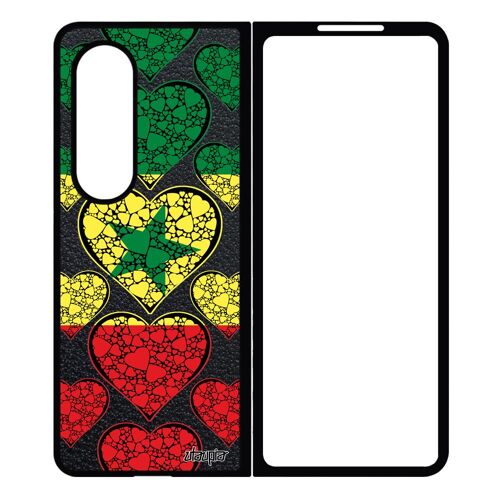 Coque Silicone Drapeau Senegal Senegalais Pour Galaxy Z Fold 4 Coupe Du Monde Case I Love Coupe D'afrique Football Aluminium Samsung