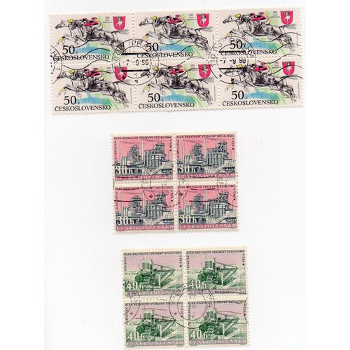Tchécoslovaquie- 1 Lot De 6 Timbres Oblitérés Non Détachés- 1 Lot De 4 Timbres Oblitérés Non Détachés Et 1 Lot De 4 Timbres Oblitérés Non Détachés- Divers