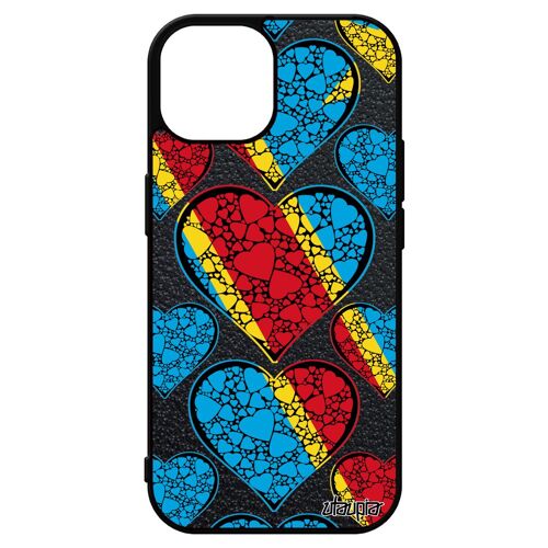 Coque Pour Iphone 15 En Silicone Drapeau Rdc Congo Kinshasa Congolais Housse Smartphone Foot Coeur Football Portable I Love Jo