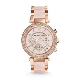 Montre Femme Michael Kors Parker Mk5896 Bracelet En Acier Or Rose Et Acétate