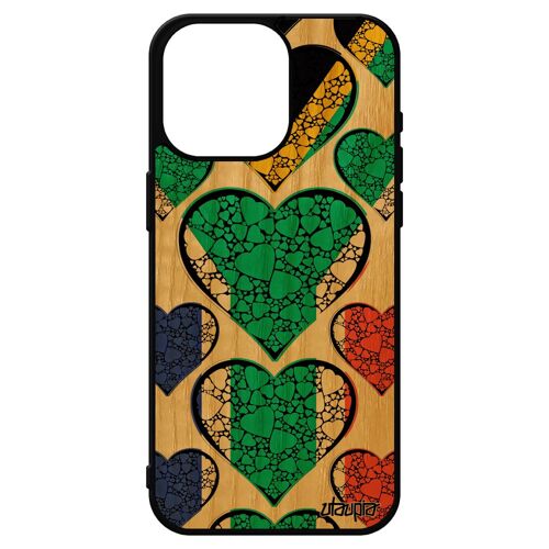 Coque Iphone 15 Pro Max En Bois Silicone Drapeau Afrique Du Sud Africain Foot Football Republique Jeux Olympiques Rugby I Love