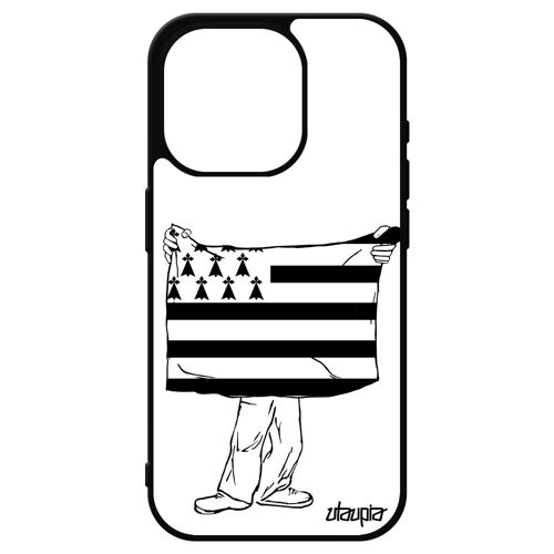 Coque Pour Iphone 15 Pro En Silicone Drapeau Bretagne Breton Gwenn Ha Du Smartphone Cover Foot Region Basket Alu Football Etui