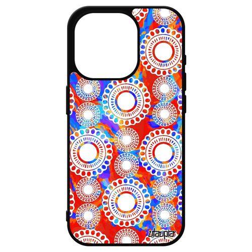 Coque Iphone 15 Pro Silicone Motif Floral Bumper Bleu Rigide De Protection Ethnique Femme Metal Impression Indienne Motif Tpu