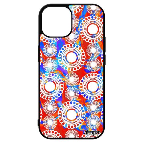 Coque Iphone 15 En Silicone Motif Floral Noir Indien Dessin Floraux Case Telephone Ethnique Bleu Multicolore Fleur Peinture 4g