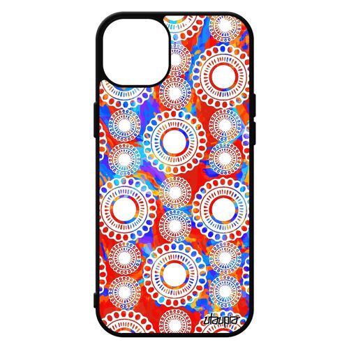 Coque Silicone Iphone 15+ Plus Motif Floral Impression Motif Portable Fleur De Protection Floraux Peinture Indienne Ethnique