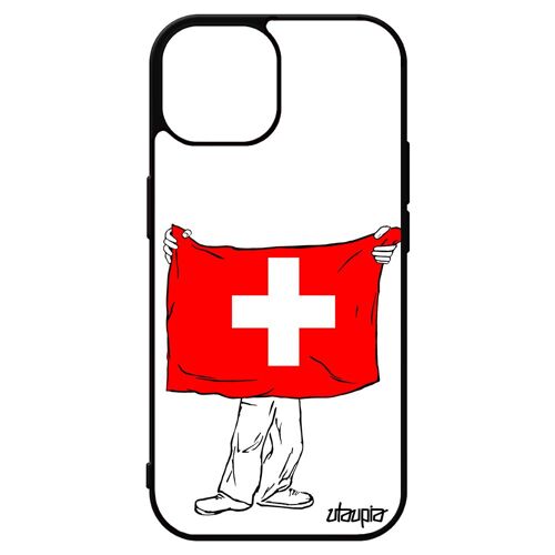 Coque Silicone Iphone 15 Drapeau Suisse Switzerland Telephone Foot Coupe Du Monde Jo Coupe D'europe Etui Basket Design Housse