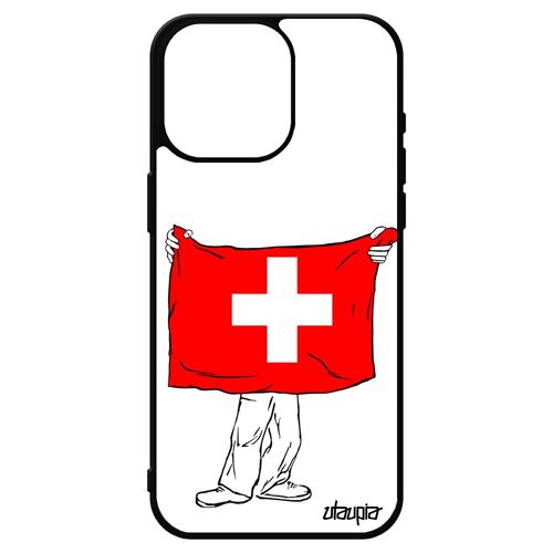 Coque Iphone 15 Pro Max Silicone Drapeau Suisse Coupe Du Monde Foot Housse Tpu Coupe D'europe Football Jo De Protection Metal