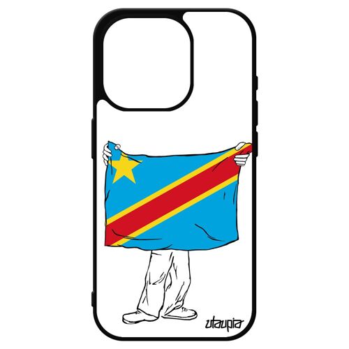 Coque Silicone Drapeau Rdc Congo Kinshasa Congolais Pour Iphone 15 Pro Can Basket Coupe Du Monde Football Tpu Bumper Jo Foot