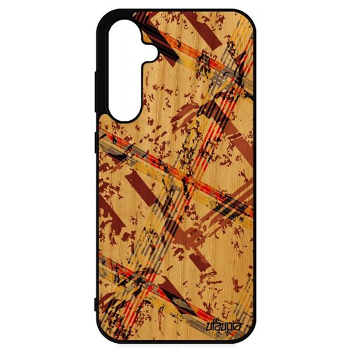Coque Bois Carreau Tartan Samsung S23 Fe Silicone Motif Sm-S711b/Ds Telephone Housse Design Fond Fait Main Effet Marron Etui Galaxy