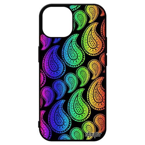 Coque Pour Iphone 15 Silicone Motif Cachemire Dessin Vert Indienne Tendance Indien Imprimé Multicolore Housse Arc En Ciel 4g