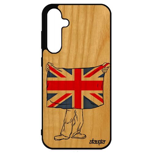 Coque En Bois Silicone Drapeau Union Jack Angleterre Anglais S23 Fe Royaume Unis Jeux Olympiques Rigide Football Case Samsung Galaxy