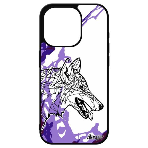 Coque Silicone Pour Iphone 15 Pro Loup Art Violet 256 Go Montagne Peinture Housse Chien Arbre Case Original Tribal Solitaire