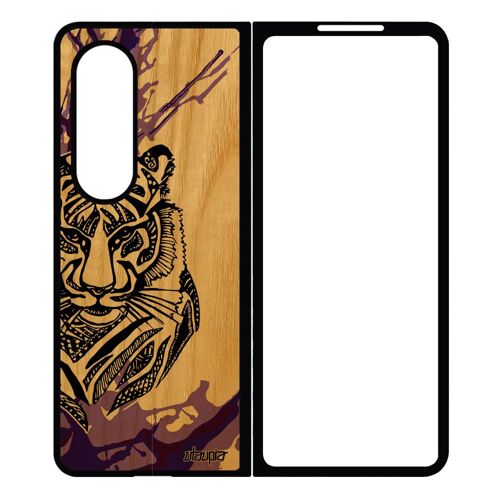 Coque Tigre Z Fold 4 Bois Silicone Fauve Jolie Predateur Personnalisé Femme Dessin Feroce Housse Unique Azteque Tpu Samsung Galaxy