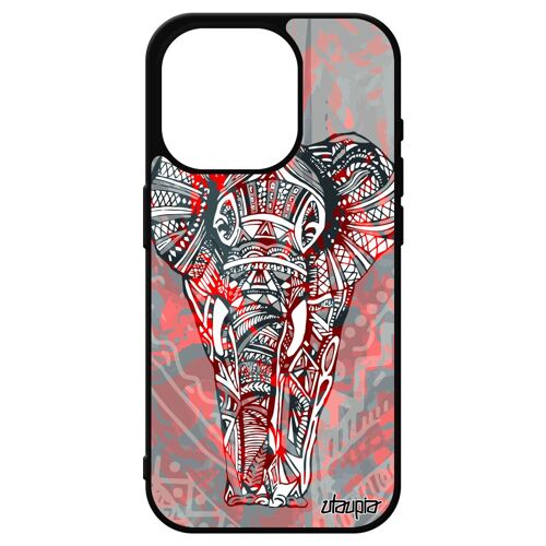 Coque Iphone 15 Pro Silicone Elephant Sagesse Homme Ganesh Ethnique Design Antichoc Pastel Rouge Housse D'afrique 4g Animal De