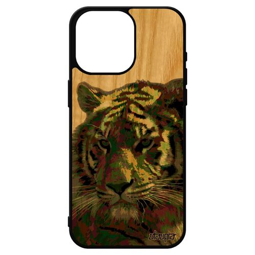 Coque Pour Iphone 15 Pro Max Bois Silicone Tigre Peinture Housse De Tasmanie Design Fauve Original Predateur Felin Pop Art 4g