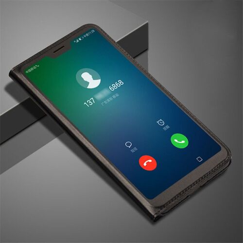 ETUI A RABAT HUAWEI P20 LITE FLIP FOLIO COVER NOIR BLACK CUIR SIMILI (PU)