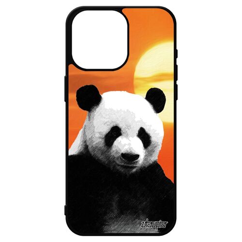 Coque Pour Iphone 15 Pro Max Silicone Panda Animal Portable Animaux Telephone Ecolo Couché De Soleil Ours Ciel Made In France