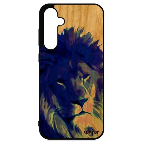 Coque Pour S23 Fe Bois Silicone Lion Souple Peinture Lionne Etui Fauve Bleu Telephone 4g Animal Roi De Made In France Samsung Galaxy