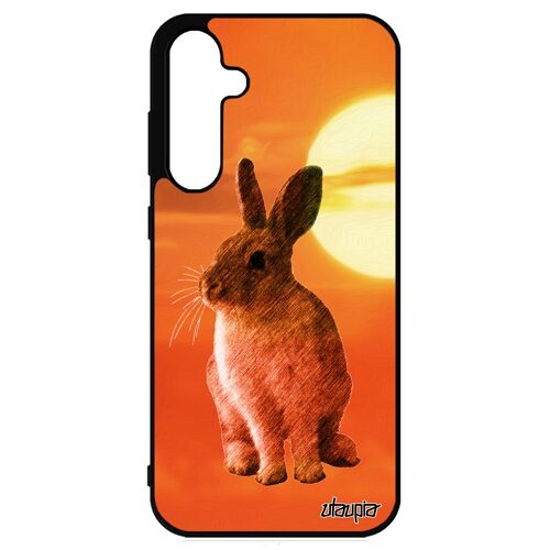Coque Pour Samsung Galaxy S23 Fe En Silicone Lapin Orange Noir De Protection Couché De Soleil De Paques Smartphone Ciel Telephone