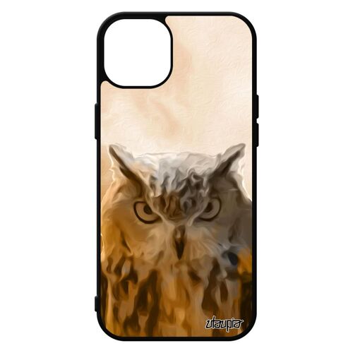 Coque En Silicone Hibou Iphone 15+ Plus Animal Animaux Chouette Bumper Oiseau Orange Design Nuage Ciel Portable Personnalisé
