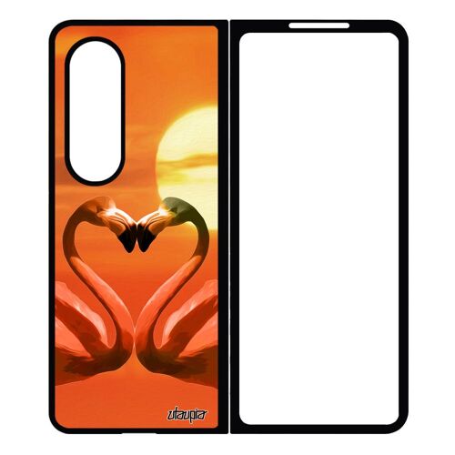 Coque Z Fold 4 Silicone Flamand Rose Afrique Orange Amour Oiseau Animaux Love Telephone Couché De Soleil Case Design Samsung Galaxy