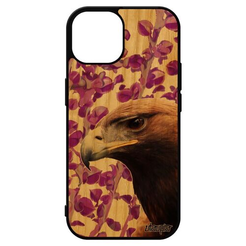 Coque Aigle Iphone 15 Bois Silicone Animal Oiseau Portable Design Animaux Nature Plante 4g Rose Etui Telephone Made In France