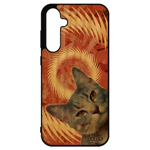Coque Silicone Galaxy S23 Fe Bois Chat Texture Orange Design Felin Animal Animaux Motif Telephone Minou Case 4g Chaton Etui Samsung