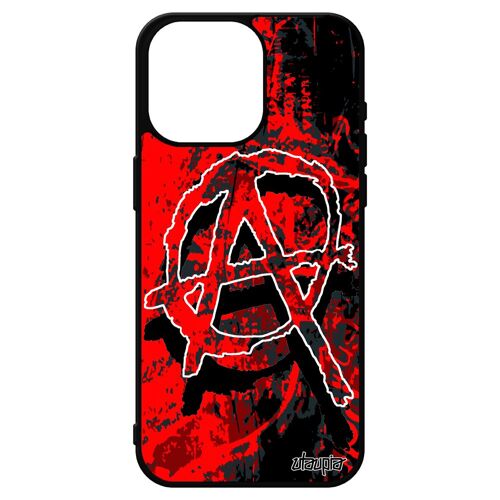Coque Iphone 15 Pro Max Silicone Anarchie Femme Hardrock Artiste Punk Graphique Noir Rouge Metal Anarchiste Rigide Tattoo Rock