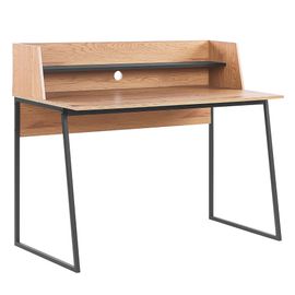 Bureau Avec Étagère 120 X 59 Cm Bois Clair Et Noir Gorus