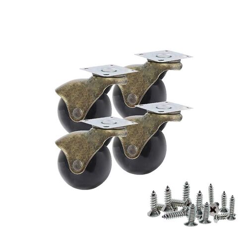 Pack de 4 roues de roulettes à billes antiques - roulette pivotante de 2 pouces pour meubles