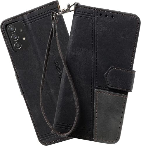 Coque Galaxy A52 4G / 5G, Portefeuille Housse en PU pour Samsung Galaxy A52 4G / 5G, Flip Coque, Noir
