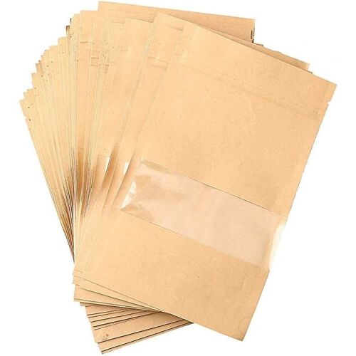Sacs debout de 100 pièces, sac de verrouillage à glissière en papier kraft Acsergery, pochettes auto-scellantes Acsergery Cadeau