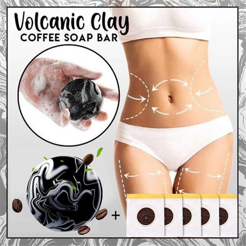 Beauté Volcanic Café Savon Barre Peau Blanchissant Corps Clair Avec 5pc Bâton Nombril