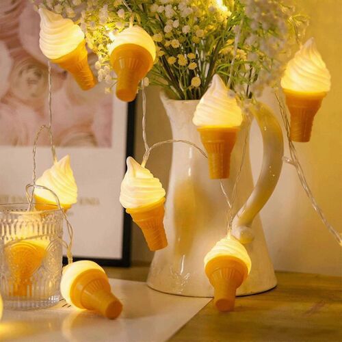 Décorations de Noël Polymère 9,84 pieds/20 LED actionné par des guirlandes lumineuses de crème glacée pour bricolage à la maison fête vacances activités estivales maison decora