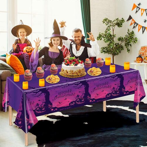 Nappe Jetable D'halloween Nappe De Table Rectangulaire En Plastique Nappe De Fête D'halloween