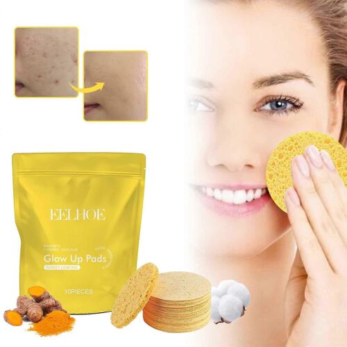 Beauté 10pc Curcuma Kojic Pads Curcuma Kojic Cleansing Pads Curcuma Kojic Tampons Exfoliants Curcuma Éponges Pour Le Visage Pour Le Nettoyage Et L'exfoliation 